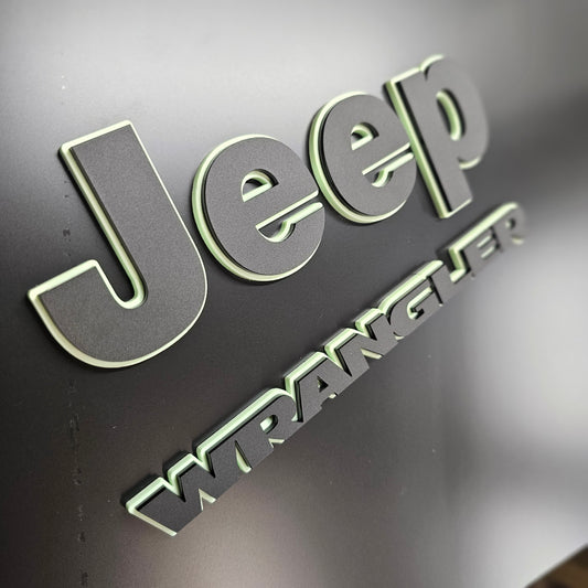 Laser Cut Acrylic Jeep "Wrangler" Fender Emblem