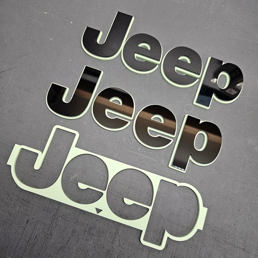 Laser Cut Acrylic "Jeep" Fender Emblem